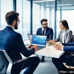 위험관리기술자와 관련된 정부 지원 프로그램 - A professional business meeting scene in a modern office setting, featuring diverse risk management ...