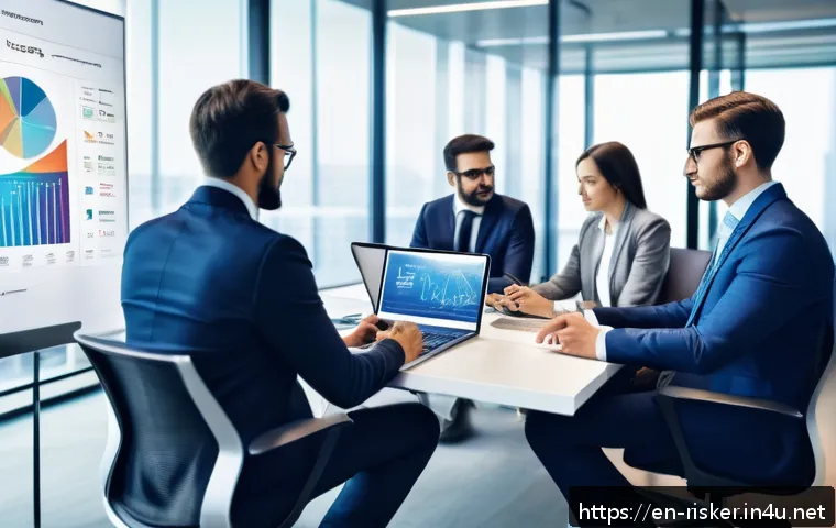 위험관리기술자와 관련된 정부 지원 프로그램 - A professional business meeting scene in a modern office setting, featuring diverse risk management ...